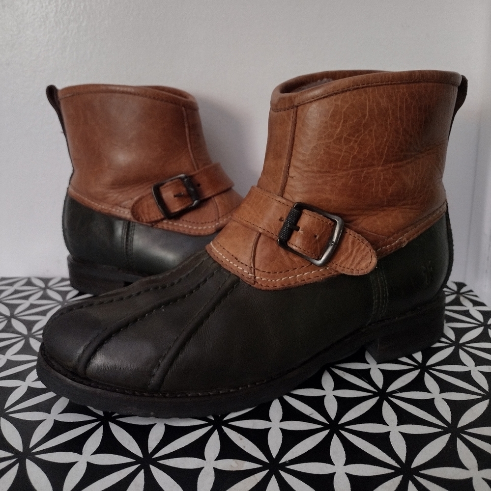 FRYE Shearling Lined Engineering Duck Boots